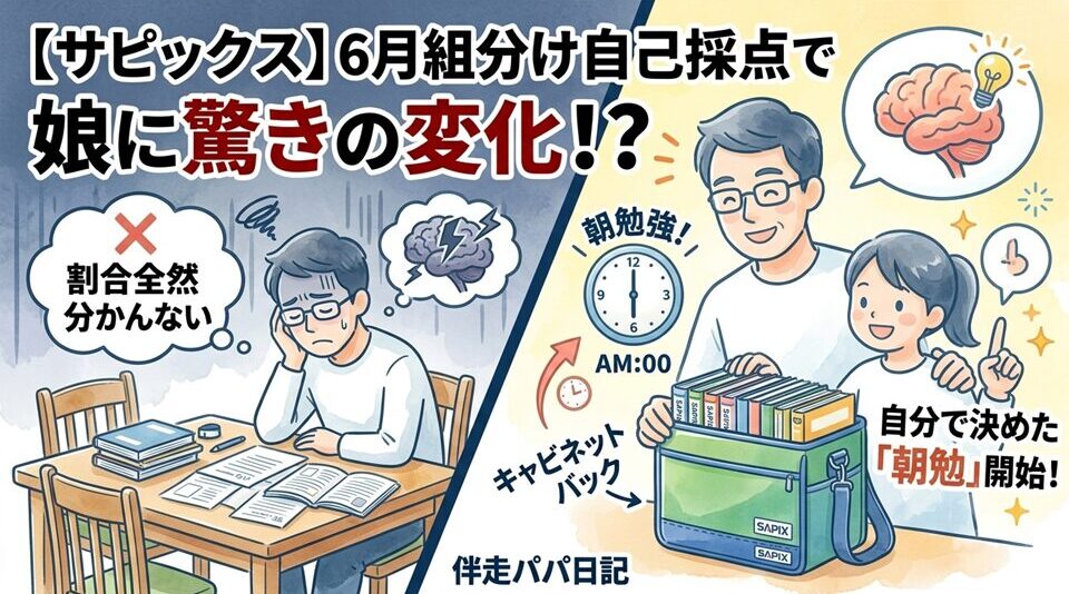 朝勉を自ら決めた娘のイラスト